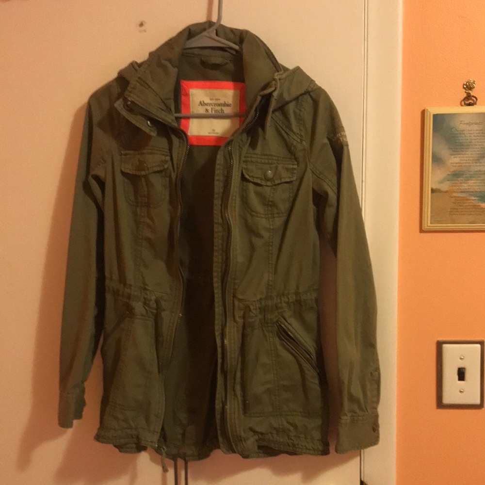 Abercrombie & Fitch Lightweight Canvas Jacket - Hooded (Olive) - Picture 1 of 3
